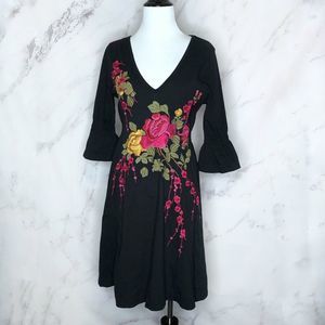 JWLA Black Embroidered V-Neck Dress Johnny Was